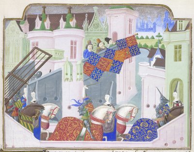 Riddare och damer rider ut till en turnering i London, från Froissarts Chronicle, sent 1400-tal (vellum) av French School