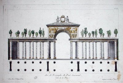 Triumfbågen du Pont Tournant (färg litho) av French School