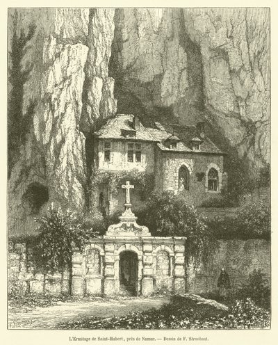 Eremitaget i Saint-Hubert, nära Namur (gravyr) av French School