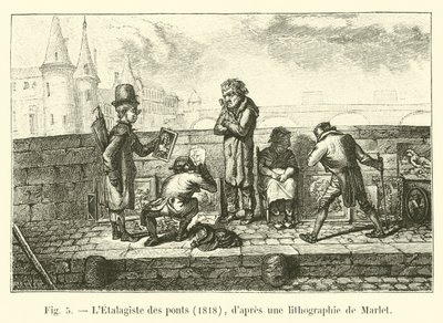 Etalagiste des ponts, 1818, efter en litografi av Marlet av French School