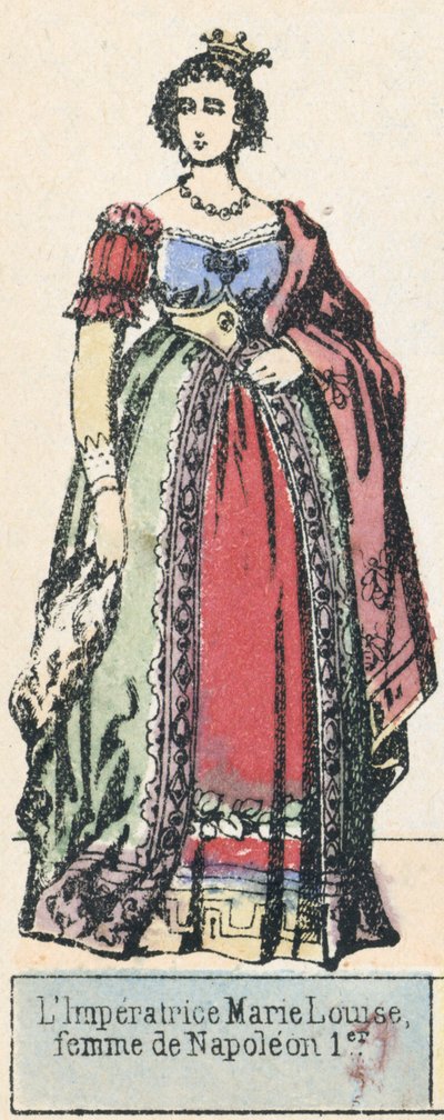 Kejsarinnan Marie Louise, hustru till Napoleon 1:a (färgad gravyr) av French School