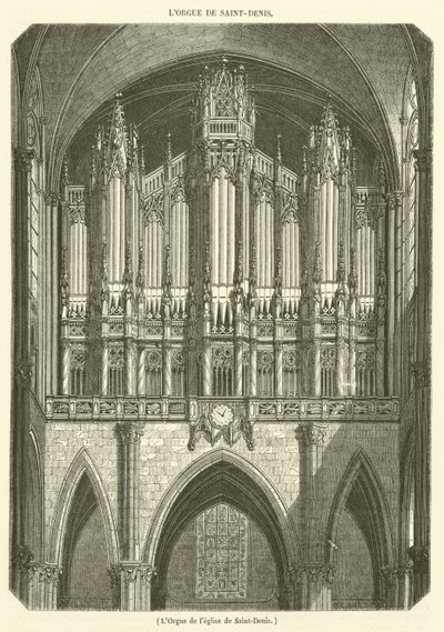 Orgeln i kyrkan Saint-Denis (gravyr) av French School
