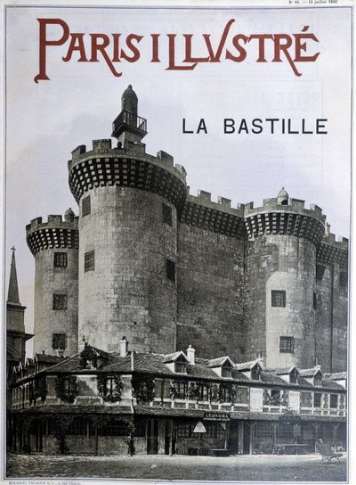 La Bastille. Omslag till tidningen "Paris illustrious"" av den 13 juli 1889. av French School