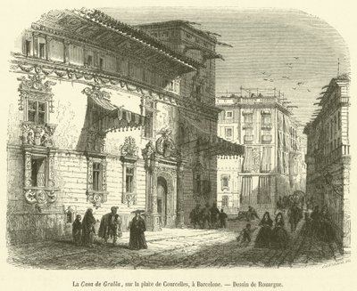 Casa de Gralla, på Place de Courcelles, i Barcelona (gravyr) av French School