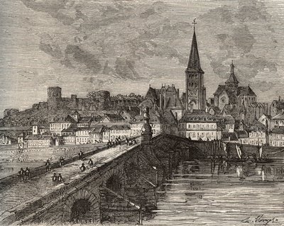 La Charite sur Loire - La Charite-sur-Loire - Nievre, i regionen Bourgogne - gravyr i "Frankrike illustree: geografi, historia, statistisk administration" av V.-A. Malt-brunt. 1884 av French School