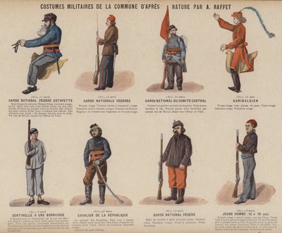 The Paris Commune, Military Costumes Of The Commune av A Raffet (färg litho) av French School
