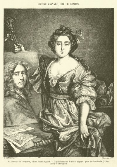 Grevinnan av Feuquieres, dotter till Pierre Mignard (gravyr) av French School