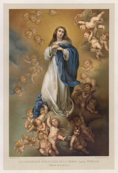 Den obefläckade avlelsen av Jungfrun efter Murillo, Musee du Louvre (kromolit) av French School