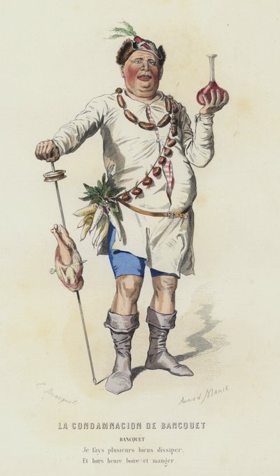 The Damnation of Bancquet (färgad gravyr) av French School