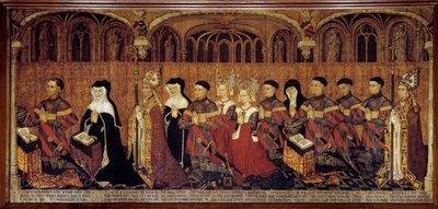 La Famille Jouvenel des Ursins Magistraten, prevot Jean Jouvenel des Ursins eller Jean Juvenal des Ursins (1360-1431), representerar tillsammans med sina familjemedlemmar i bön. Målning på franska skolans trä. 1443-1449. Sön 1,3x3,5 m Paris, nationalmuseet av French School