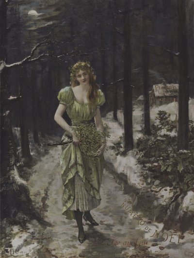 La Fee au Gui (Mistelfen) (lito i färg) av French School