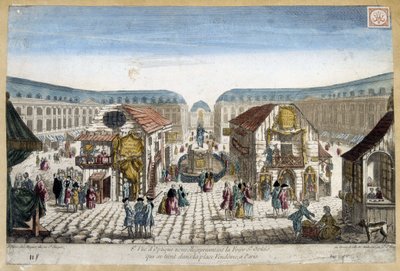 La Foire St Ovide, Place Vendome i Paris - gravyr av French School