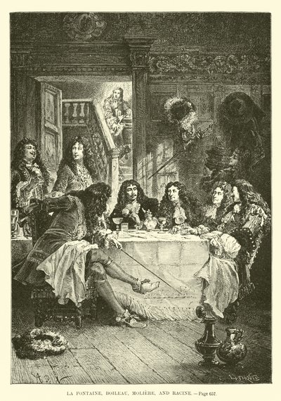 La Fontaine, Boileau, Moliere och Racine av French School