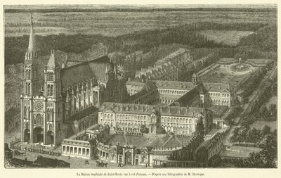 Det kejserliga huset Saint-Denis sett från fågelperspektiv (gravyr) av French School