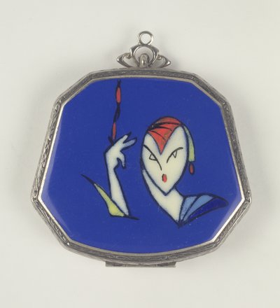 La Mode Femme Fatale Powder Compact, fransk, 1920-30 (emalj) av French School