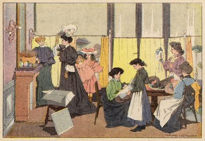 The Milliner, The Milliner (färg litho) av French School