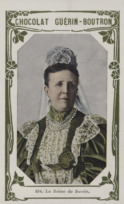 La Reine de Suede (färgad bild) av French School