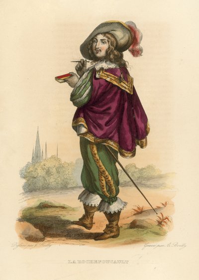 La Rochefoucauld (färgad gravyr) av French School