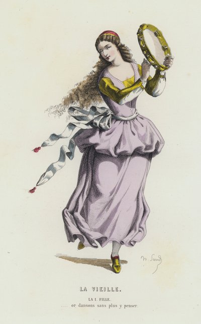 Den gamla (färgad gravyr) av French School