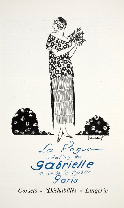 La Vogue skapad av Gabrielle (stenciltryck) av French School