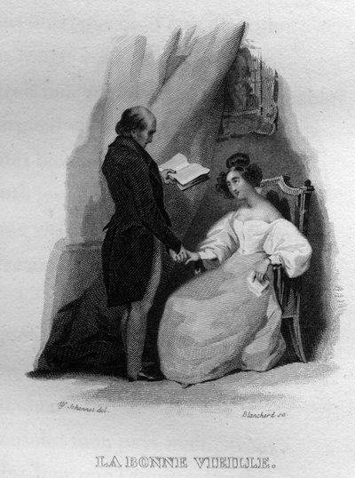Den gamla goda sången av Beranger i "" Oeuvres completes"" (1834) av Pierre Jean de Beranger (1780-1857), fransk poet och låtskrivare. av French School