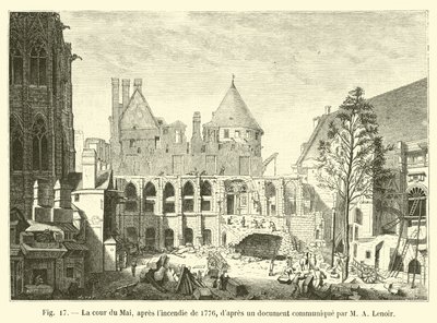 Cour du Mai, efter branden 1776, enligt ett dokument som kommunicerats av M A Lenoir av French School