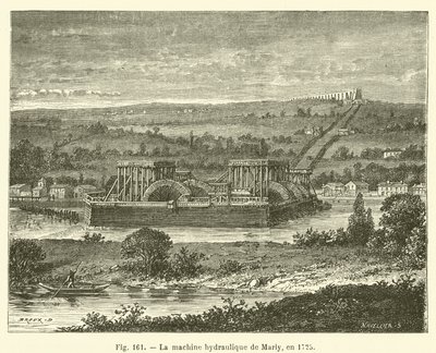 Den hydrauliska maskinen av Marly, 1725 (gravyr) av French School