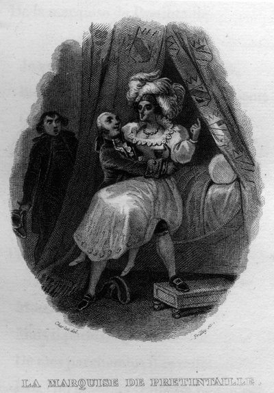 La marquise de pretintaille Chanson de Beranger i "" Oeuvres completes"" (1834) av Pierre Jean de Beranger (1780-1857), fransk poet och låtskrivare. av French School