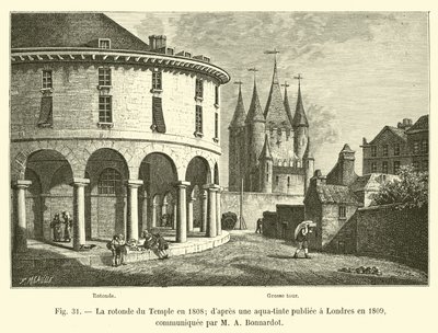 Templets rotunda 1808; efter en akvatint publicerad i London 1809, meddelad av M A Bonnardot av French School