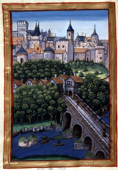 La ville de Lyon - i "" Roman de Palamus, berättelse om lejon"" av Simphorian-Champier av French School