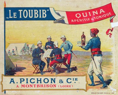 Etikett för le Toubib Aperitif och Tonic Wine, sent 1800-tal av French School