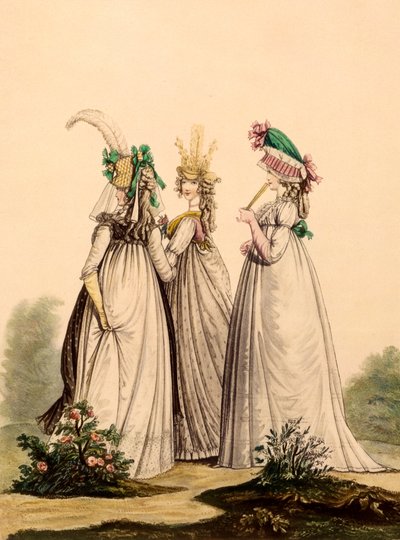 Damer i dagkläder - Modes Anglaises, 1795 av French School