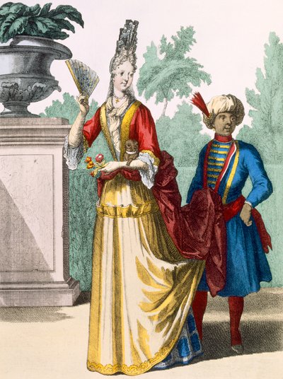 Dam i sommarklänning, ca 1690-1700 av French School