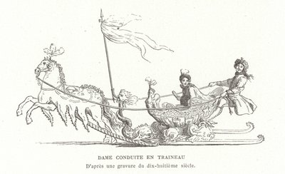 Dam som reser med släde, Frankrike, 1700-talet av French School