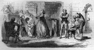 Sagan om drottningens halsband: Madame de la Motte (1756-1791) Gravyr i "Historien om påvarna-kungarna-drottningarna-och-kejsarna genom århundradena" av Maurice Lachatre av French School