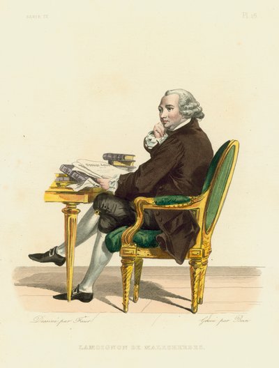 Malesherbes stubben (färgad gravyr) av French School