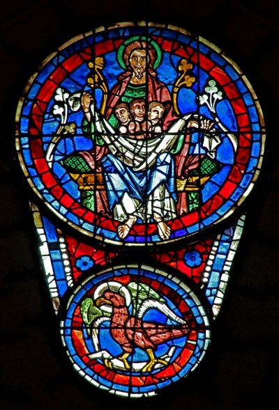 Sista domen: Abrahams barm med 3 själar; St Johns eagle below (w143) av French School