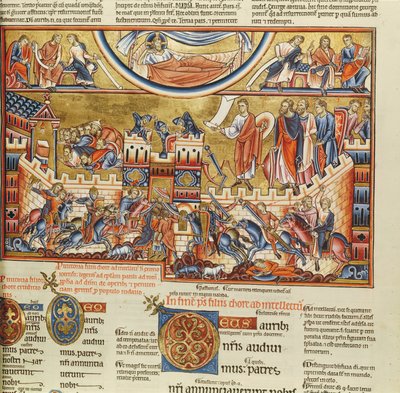Lat 8846 f.76, Belägring av en stad, från Hebraica Romana Gallica av French School
