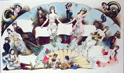 Layoutillustrationer för en artikel om damunderkläder, från La Vie Parisienne, ca 1870 av French School