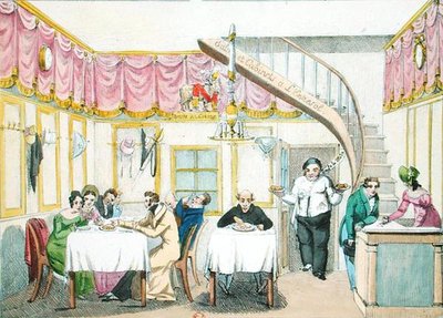 Le Boeuf a la Mode, rue Valois, Paris, från Le Gout du Jour, ca 1830 (se även 175977) av French School