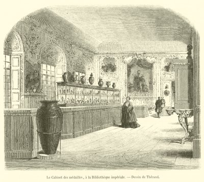 Medaljkabinettet, vid Imperial Library (gravyr) av French School
