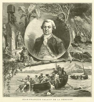Hundraårsminnet av La Perouse (gravyr) av French School