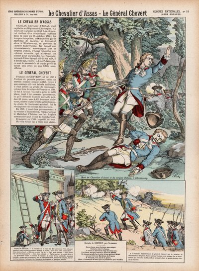 Riddaren av Assas, General Chevert (färg litho) av French School