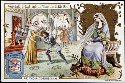 Le Cid de Pierre Corneille (1606 - 1684), kromolitografi Liebig, sd. 1800-talet av French School