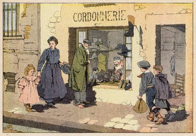 Le Cordonnier, Skomakaren (lito i färg) av French School