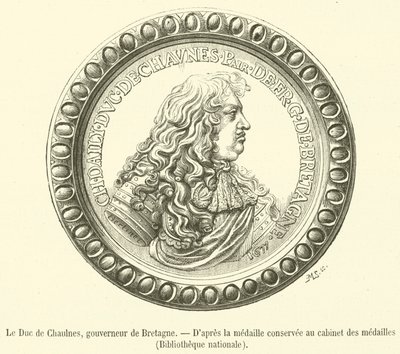 Hertigen av Chaulnes, guvernör i Bretagne (gravyr) av French School