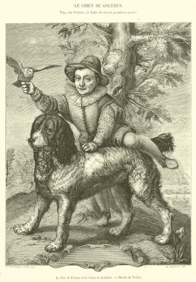 Frisius son och Goltzius hund (gravyr) av French School