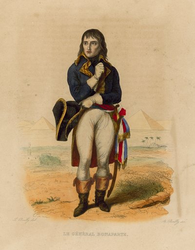 Le General Bonaparte (färgad gravyr) av French School