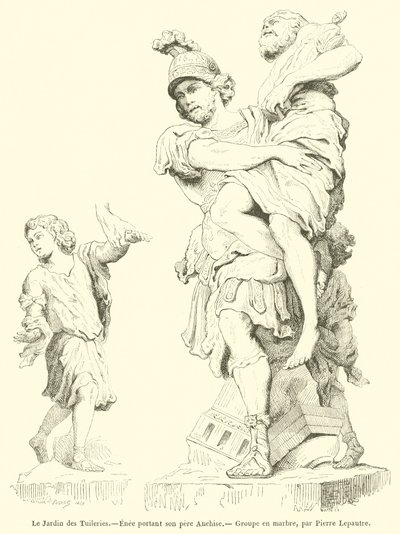 Tuileriträdgården, Aeneas bär sin far Anchises (gravyr) av French School