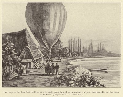 Jean Bart, tyngd av sandsäckar, tillbringade natten den 9 november 1870 i Heurteauville, på stranden av Seine av French School